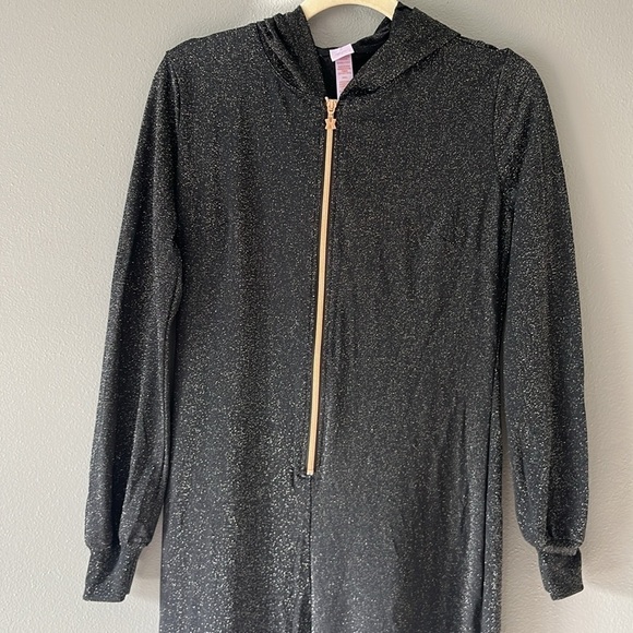 SAVAGE X FENTY Sleep Shine HOODED JUMPSUIT One Piece Onesie Black Glitter - Picture 4 of 14